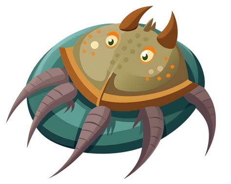 Cartoon Horseshoe Crab Isolated on Transparent Background - Marine Life