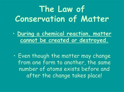 PPT - The Law of Conservation of Matter PowerPoint Presentation - ID:6413589