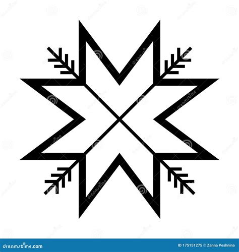 Old Baltic Folk Star Or Flower Snowflake Symbol. Vector Illustration