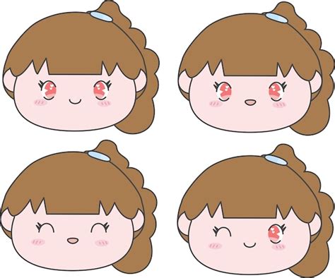 Premium Vector | Cute Girl Emoji Set