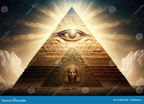eye  top   pyramid surrounded  rays  sunlight