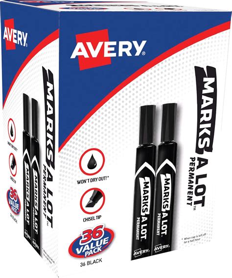 Avery Marks-A-Lot Desk-Style Permanent Markers, Black, Value Pack of 36