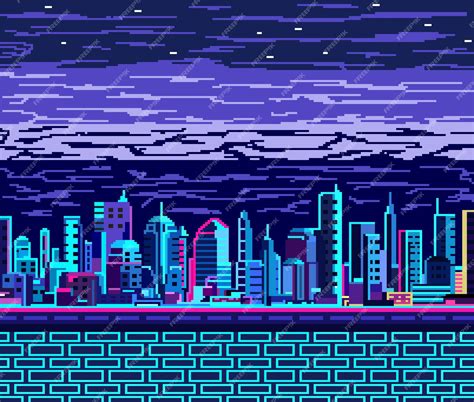 Cidade de fundo de pixel art | Vetor Premium