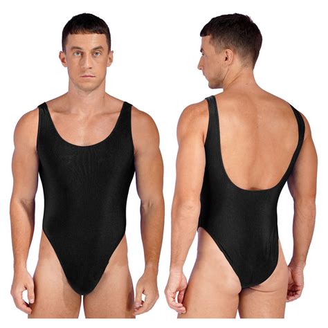 Sxiwei Mens Fashion One-piece Swimsuits Sleeveless High Cut Bodysuit