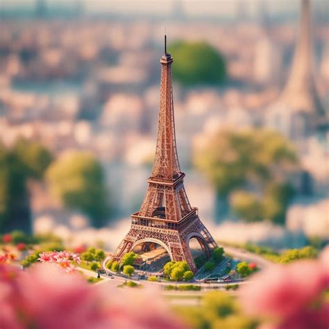 Eiffel tower in paris with a view of the city in the background ...