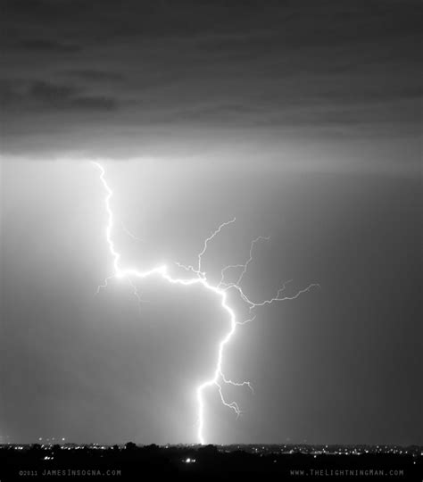 Cloud to Ground Lightning Strike Black and White Portrait