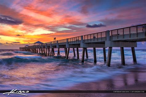 Juno Beach Pier Colorful Sunrise at Beach