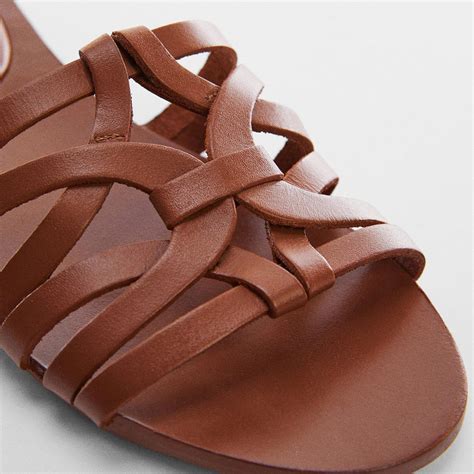 brown leather strappy flat sandals brandalley