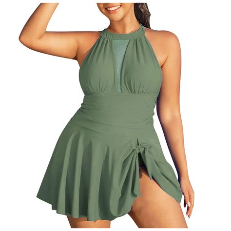 COMVALUE Women's One Piece Swim Dress High Neck Swimsuit Tummy Control
