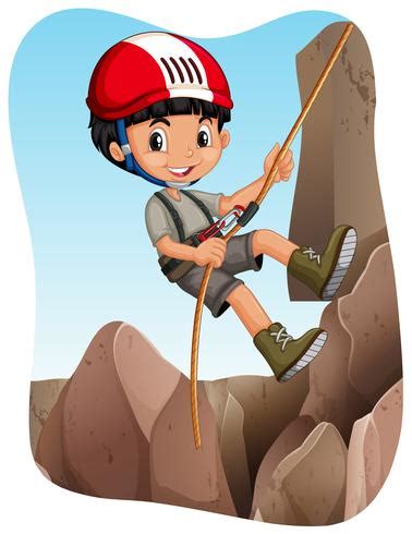 Boy climbing up the mountain 366235 Vector Art at Vecteezy