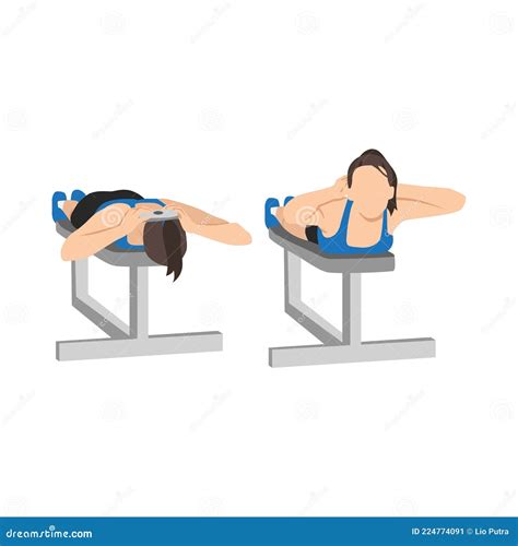 Woman Doing Lying Face Down Plate Neck Resistance Exercise Stock Vector