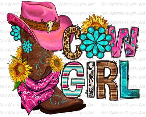 Western Cowgirl Png Sublimation Design Download, Western Patterns Png