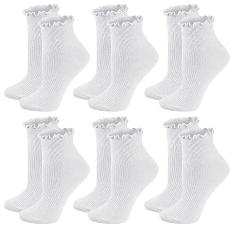 yillto Womens Cotton Socks Ruffle Hem Casual Ankle Socks Breathable