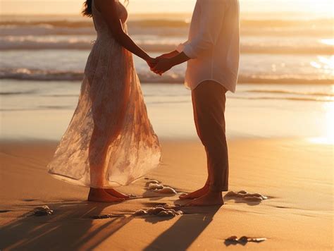 Premium AI Image | a couple in love on the beach at sunset