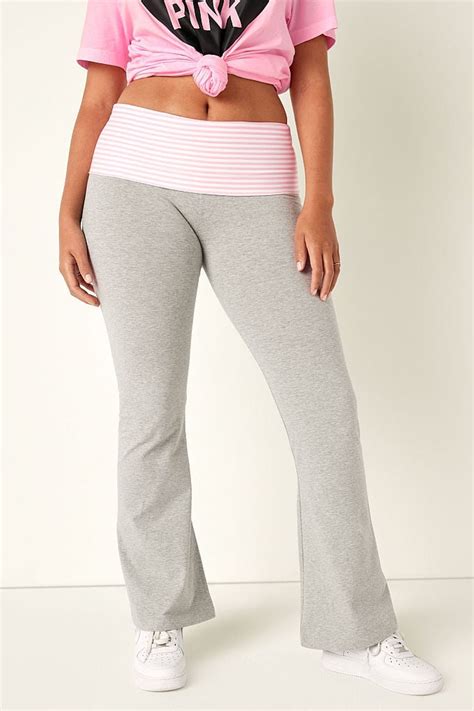 Victoria's Secret PINK Cotton Foldover Flare Leggings | Victoria's