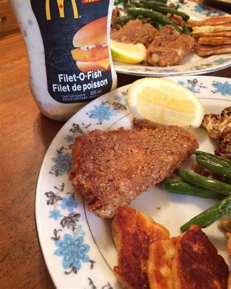 Pork rind battered cod & Mcdonalds Filet O Fish sauce! (And #halloumi of course) How to: I ...