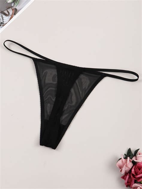 Ladies Sexy Mesh Translucent Thong Panties With English Letters | SHEIN EUR