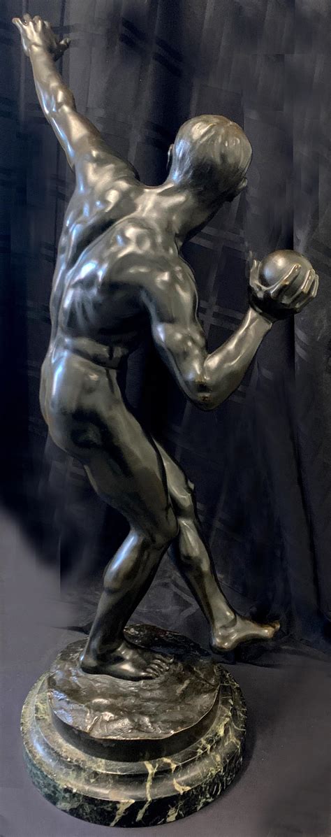 "Shotputter, " Large Bronze Sculpture of Nude Male Athlete, Exquisitely