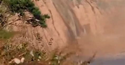 dramatic cliff fall caught  camera  west country walkers bristol