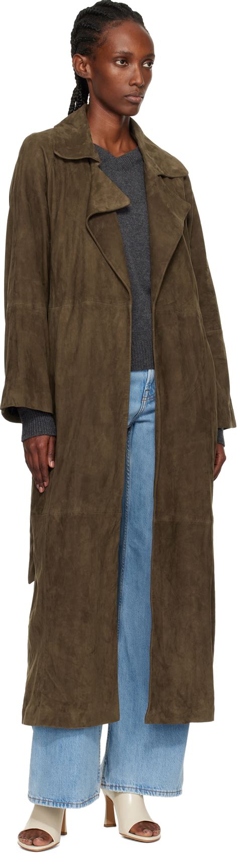 nour hammour green althea belted suede coat nour hammour