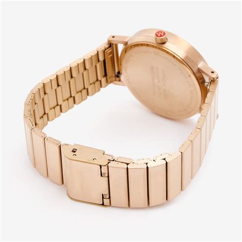 mondaine classic quartz grey dial rose gold stainless steel  mm
