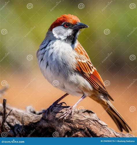 Rufous Sparrow Passer Rufocinctus Stock Illustration - Illustration of