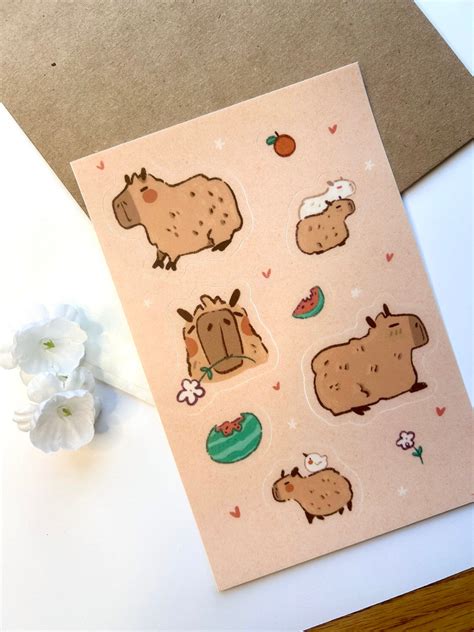 capybara sticker sheet cute capybara sticker pack coconut dog