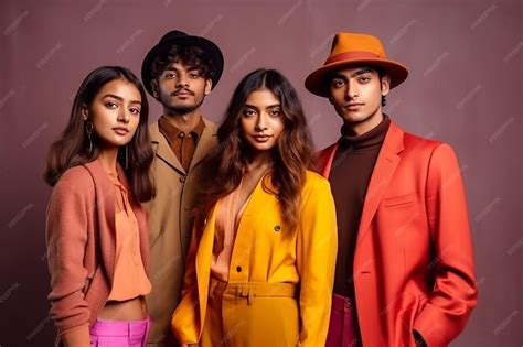 Premium Photo | A group of gen z India models pose in bold modern outfits