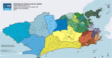 Karte und plan die 33 bezirke (município) und stadtteile von Rio de Janeiro