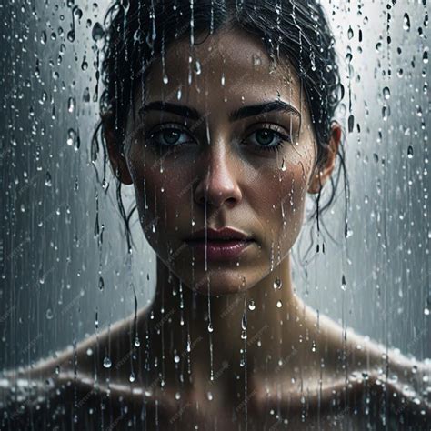 A woman with a wet hair and a wet background | Premium AI-generated image