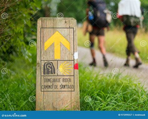 Pilgrimage at Camino De Santiago Stock Image - Image of route, road ...