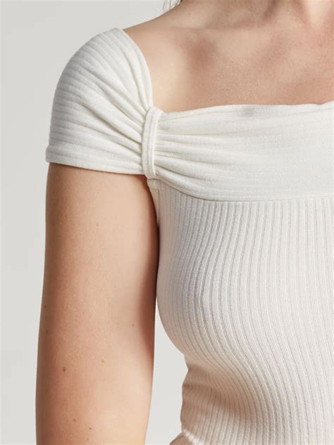Women's Cream Ribbed Spanish Neck Bodysuit Gatta Madila buy at best