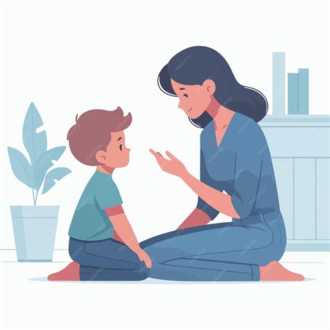 Premium Vector | Mom giving instruction to her son in a flat design