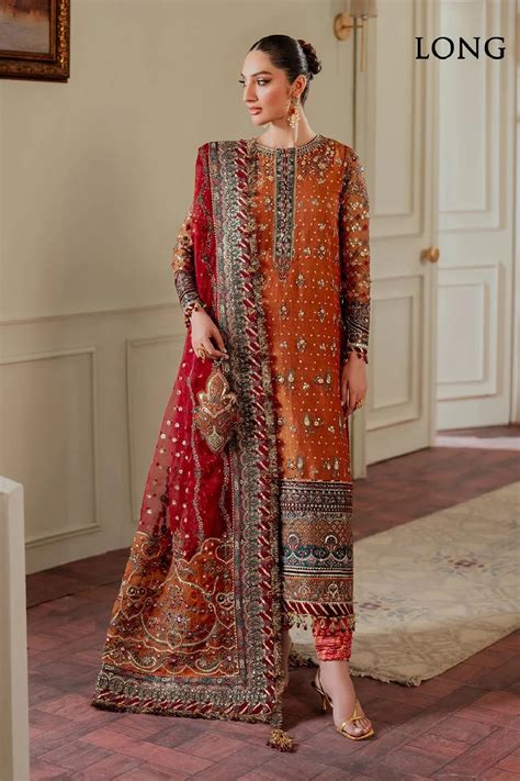 shop rust orange pakistani partywear suit   uae salwar mahal