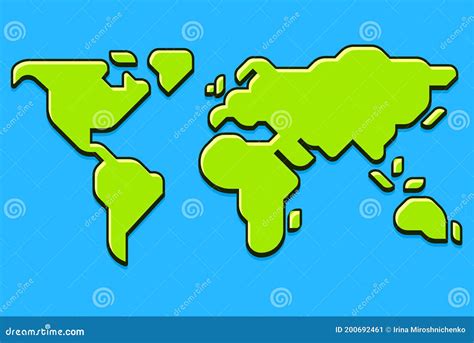 Simple Cartoon Style World Map Stock Vector - Illustration of geography ...