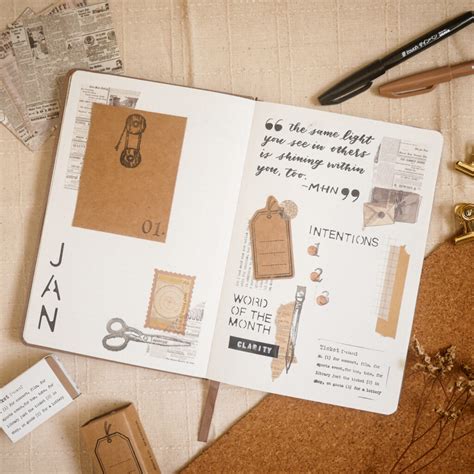 january bullet journal setup vintage stationery theme hay studio