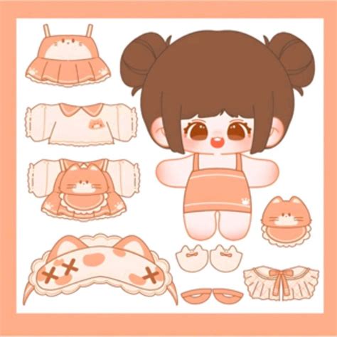 Paper Doll Kawaii Para Imprimir - Printable Chibi Cute Kawaii Paper Doll - Free Printable Templates
