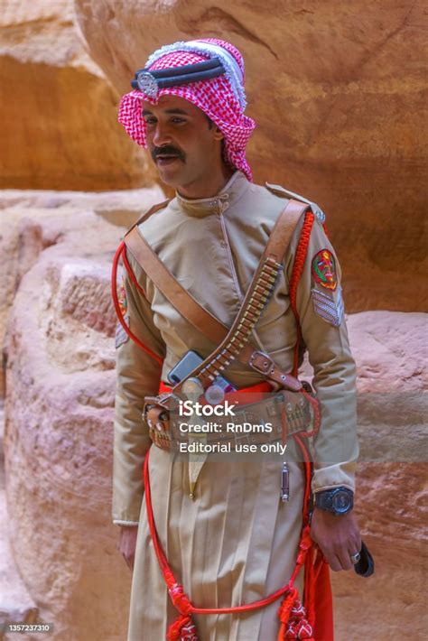 Portrait Of A Man In Jordanian Army Uniform Petra Stock Photo ...