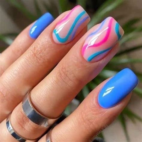 cute blue  pink nail designs