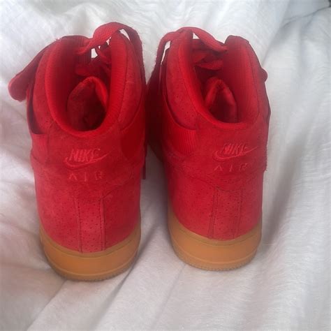 Nike Air Force 1 High Red Suede Gum Bottom - 9w - Gem