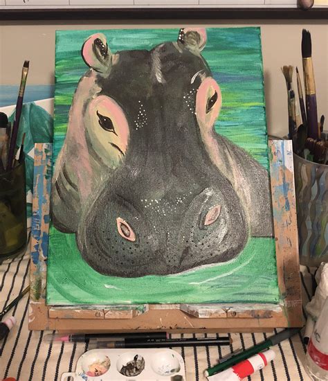 Hippo in progress : r/painting