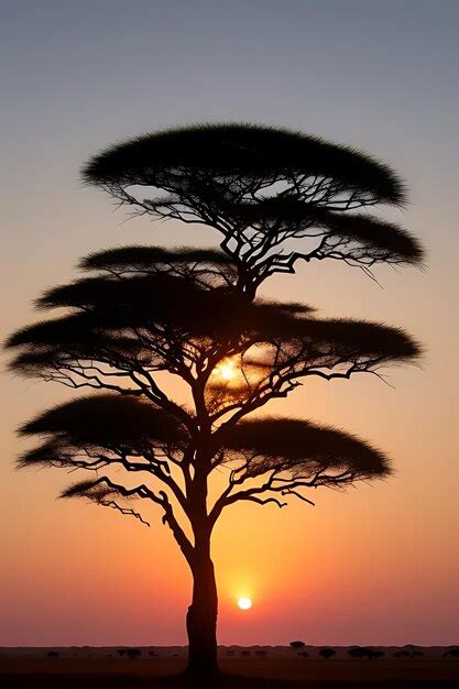 Premium Photo | African tree sunset view