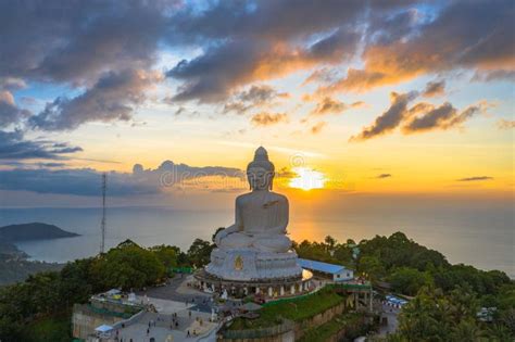 Aerial View Sunset at Phuket Big Buddha Viewpoint Stock Photo - Image of religion, revered ...