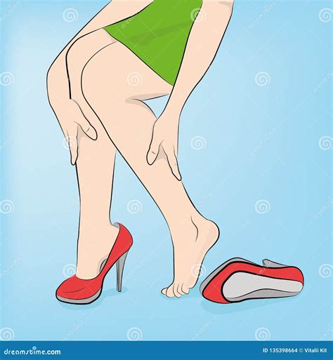 Woman in High Heels. Leg Fatigue. Vector Illustration Stock Vector