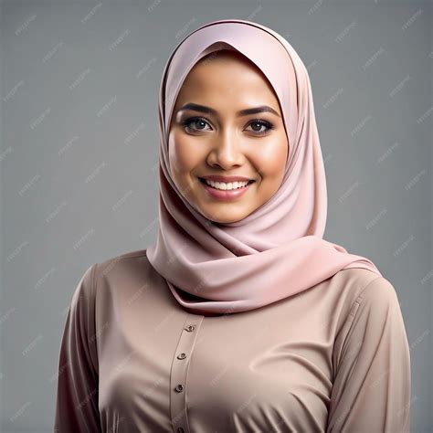 Premium AI Image | A Malay woman wearing office shirt and hijab smiling