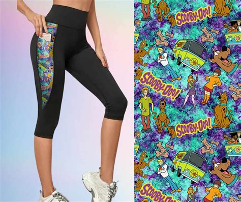 Black - Scooby Doo Leggings - Capri - Yoga Band - Pockets | Decks Closet