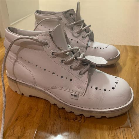Kickers Ladies White Leather Size 4./37 Condition is... - Depop