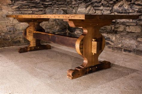 FREE SHIPPING Trestle Table, Bavarian Trestle Dining Table, Barnwood ...