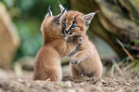 Premium AI Image | Playful Caracal kittens