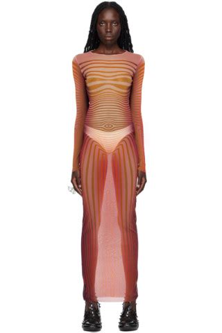 Jean Paul Gaultier: Robe longue 'The Body Morphing' rouge | SSENSE France